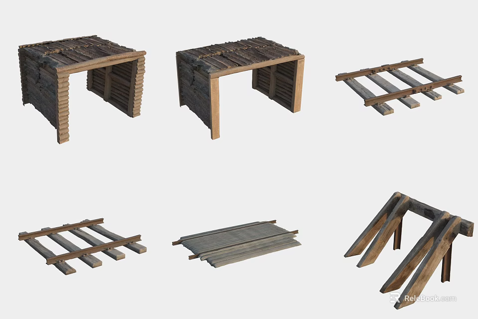Handmade Wooden Pallet Structures With Various Racks Frames And Storage Units 3d model
