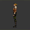 Game Movie Character In Orange Coat Green Pants Black Gloves And Yellow Headpiece