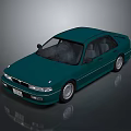 Classic Green Sedan With Sleek Body Design And Silver Wheels On Reflective Surface