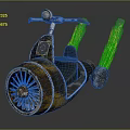 Vintage Unique Motorcycle With Metallic Design Aircraft Engine Wheel And Burning Flames