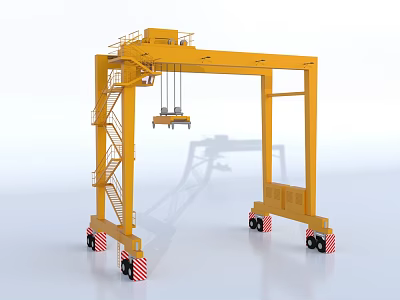 Yellow Mobile Gantry Crane Industrial Equipment with Hoist Ladder and Wheels 3d model Yellow Mobile Gantry Crane Industrial Equipment with Hoist Ladder and Wheels 3d model