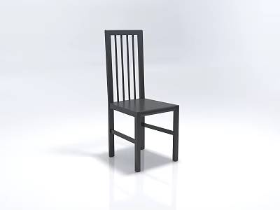 Black Modern Dining Chair With Vertical Slat Back And Simple Design 3d model