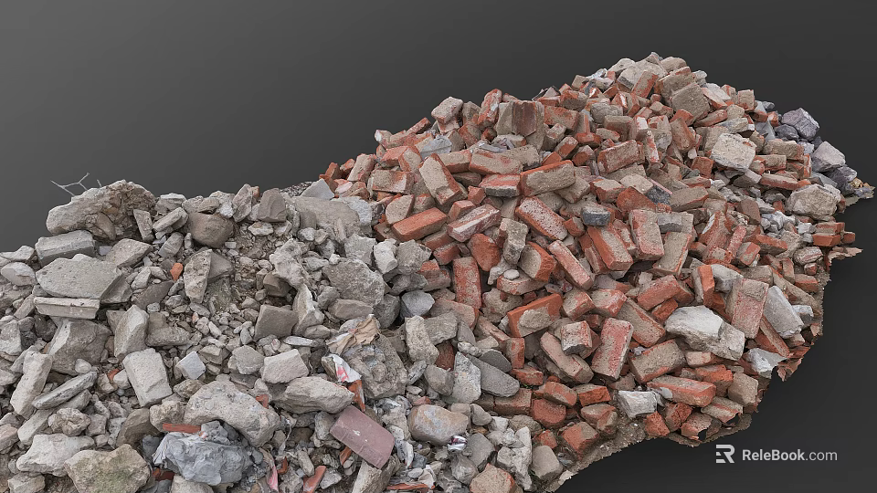 Pile of Mixed Stone and Wood Construction Materials for Project Work 3d model 