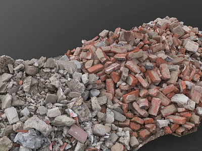 Pile of Mixed Stone and Wood Construction Materials for Project Work 3d model
