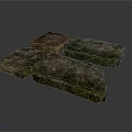 Natural Stone Wood Pieces with Mossy Texture for Rustic Decorative Use 3d model