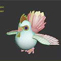 White Chicken 3D Game Character With Red Comb Yellow Beak Claws And Open Wings