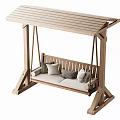 Wooden Outdoor Swing Chair with Canopy and Soft Pillows for Garden Relaxation