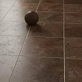 Square Brown Textured Floor Tiles With White Grout And Decorative Ball
