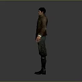 Male Character in Brown Leather Jacket Blue Jeans and Black Boots Standing 3D Model Design