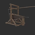 Wooden Fireplace Tools Structure With Chains And Metal Spiked Components 3d model