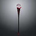 Black Red Decorative Object With Chain And Transparent Sphere Top Detailed Design
