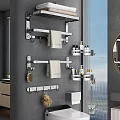 Modern Bathroom Accessories With Wall Mounted Metal Towel Racks Shelves Hooks And Toiletries