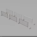 Multiple Metal Mesh Fence Panels With Red And Silver Frames And Support Legs 3d model
