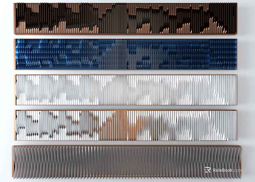 Modern Home Wall Decor Featuring Brown Blue White Gray Textured Patterns 3d model