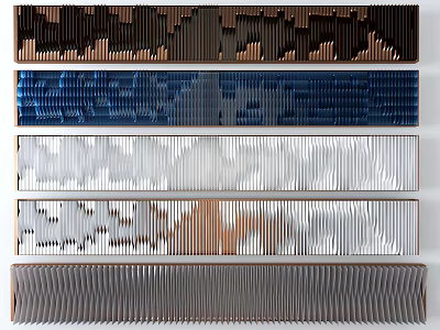 Modern Home Wall Decor Featuring Brown Blue White Gray Textured Patterns 3d model
