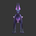 Fantasy Canine Creature Character With Large Ears Luminous Tail And Purple Blue Gradient Fur