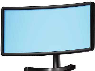 Sleek Curved Computer Monitor With Black Frame Blue Screen And Stable Base 3d model