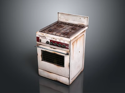 Vintage Old Rusty Gas Stove Oven Appliance For Kitchen Household Living Supplies 3d model
