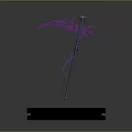 Purple Decorative Scythe Weapon With Curved Blade Ornate Handle And Black Base