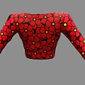 Fashionable Red Floral Print Long Sleeve V Neck Crop Top With Yellow Flower Centers