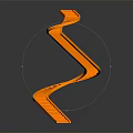 Orange T shaped Scene Component Featuring Striped Sleek Surface Modern Structure 3d model