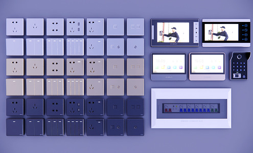 Modern switch socket combination 3d model