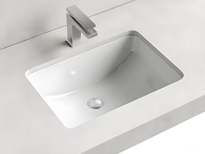 Modern White Bathroom Sink Design With Sleek Faucet And Smooth Countertop 3d model