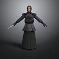 Samurai Armor Figure Holding Traditional Japanese Weapon in Detailed 3D Standing Model