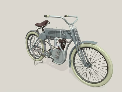 Vintage Bicycle With Metallic Frame Brown Leather Seat And Large Wheels 3d model