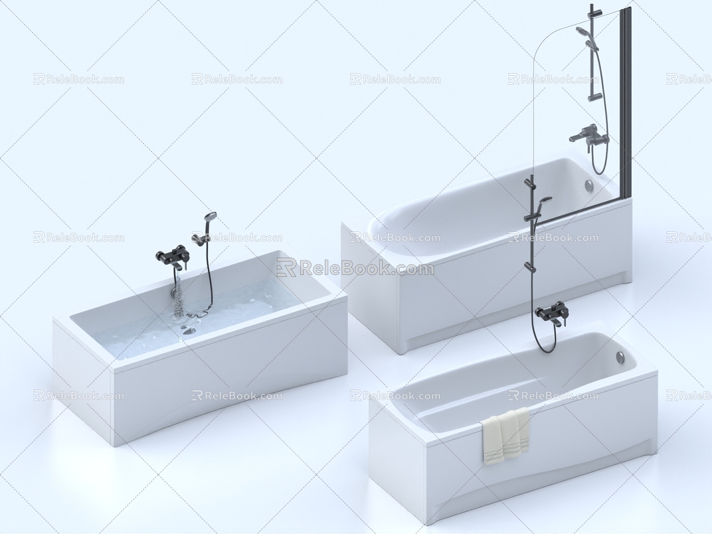 Bathtub Bath Faucet Shower Sprinkles Sanitary Ware Tub 3d model