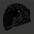 Protective Motorcycle Helmet With Cracked Pattern Black Gray Design And Transparent Visor 3d model