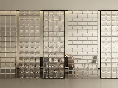 Modern Room Dividers with Glass Brick Grid and Brick Pattern Designs for Interior Spaces 3d model