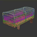 Gray Fabric Covered Storage Cart With Wooden Legs And Smooth Surface Design