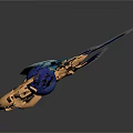 Decorative Mythical Sword With Blue Blade Golden Hilt And Eagle Wing Design