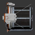 Futuristic Mechanical Device With Circular Structure And Orange Gray Components Antennas And Support Base 3d model