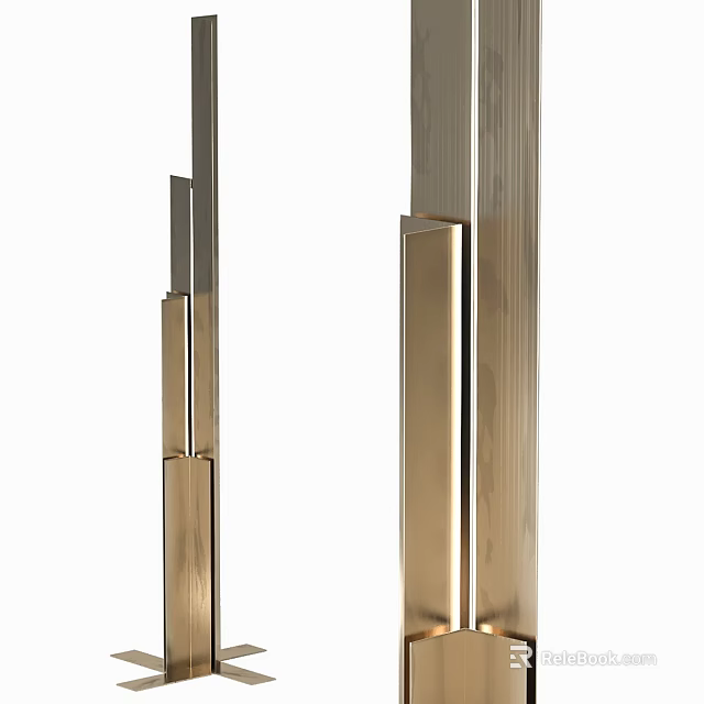 Modern Contemporary Brass Metal Wall Lamps With Vertical Striped Sleek Design For Indoor Home Decor 3d model 