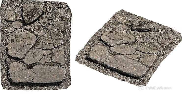 Natural Stone Wood Surface With Cracked Texture And Rustic Design Elements 3d model