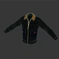 Stylish Dark Leather Jacket With Orange Collar And Zipper Design 3d model