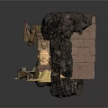 Ancient Ruin Entrance Scene With Stone Walls Statue Vines Torches And Gold Coins