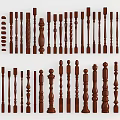 Wooden Railing Various Decorative Designs And Spindle Styles For Architecture 3d model