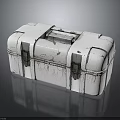 Vintage White Trunk With Worn Surface Metal Clasps And Top Handle