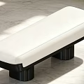 Modern Style Sofa Bench With White Cushion And Black Base On Marble Floor