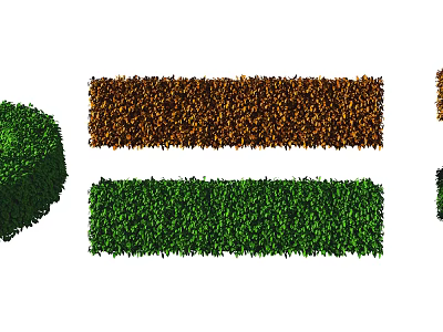 Different Shaped Trimmed Shrubs Green And Brown Foliage For Garden Landscaping 3d model