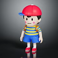 Cute Cartoon Character Wearing Red Cap Yellow Striped Shirt Blue Shorts Red Shoes And Backpack