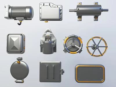 Various Industrial Equipment Components Featuring Motor Valve Control Panel And Enclosure 3d model