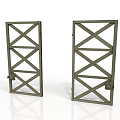 Two Metal Gates With Cross Design Structure And Hinges On White Background