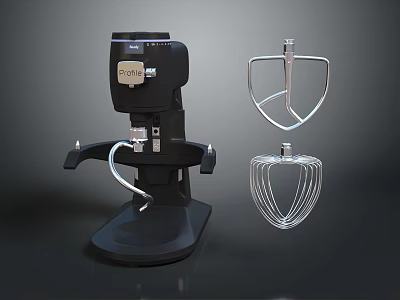 Black Stand Mixer Kitchen Appliance With Whisk Attachments For Home Use 3d model