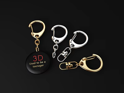 Jewelry Keychains With Titanium Pendant 3D Engraved 10 Bar Gold Silver 3d model