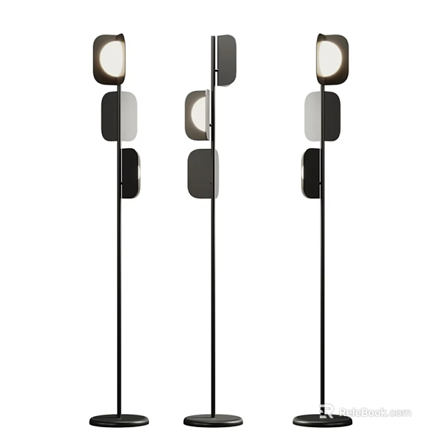 Modern Floor Lamp With Sleek Black Metal Frame And Geometric Shade Design For Contemporary Living Space 3d model 