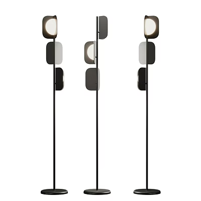 Modern Floor Lamp With Sleek Black Metal Frame And Geometric Shade Design For Contemporary Living Space 3d model
